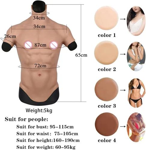 Vista 3 de U-CHARMMORE 6 generación sin aceite de silicona muscular traje masculino en el pecho