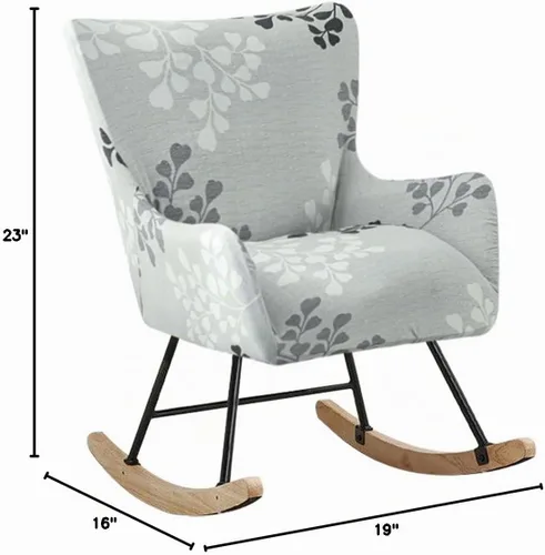 Vista 3 de Funda elástica para silla mecedora de guardería, funda estampada para sillón con acento mecedor, para sala de estar, dormitorio, oficinas, 01