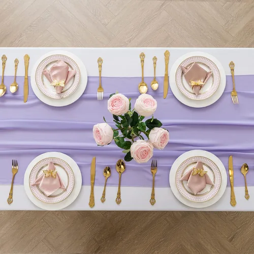 Vista 13 de Peomeise Paquete de 6 caminos de mesa de gasa de 14 x 108 pulgadas, camino de boda transparente, romántica tela negra para decoración de boda, baby