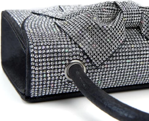 Vista 3 de Trisapu Bolso de noche para mujer, con lazo brillante, bolso de mano para boda, fiesta, monederos con diamantes de imitación con purpurina