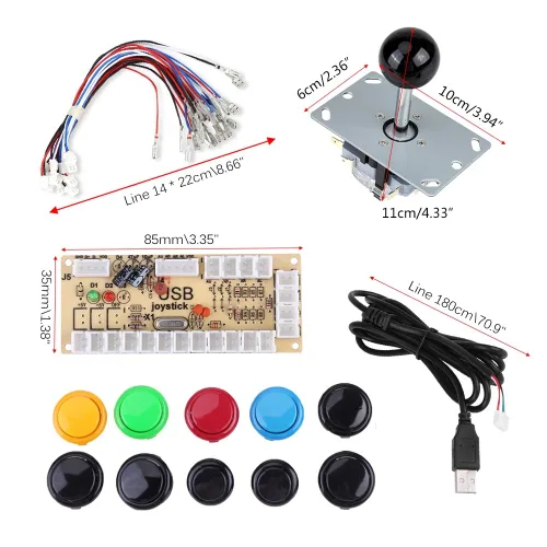 Vista 7 de HEEPDD Game Joystick, Zero Delay Game DIY Kits Retro Controller USB Encoder for MAME PC Game DIY video game Joysticks