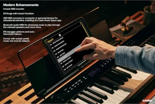 Vista 10 de Casio Privia PX-S3100 – piano digital con teclas ponderadas de 88 Delgado y elegante 700 tonos, 200 ritmos, Bluetooth Audio/MIDI, controles