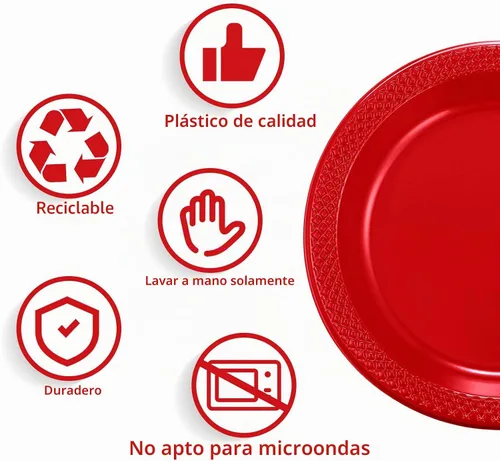 Vista 3 de Mimorou 200 platos de plástico rojo pequeños desechables a granel de 6 pulgadas para todas las ocasiones, eventos especiales, bodas, cumpleaños