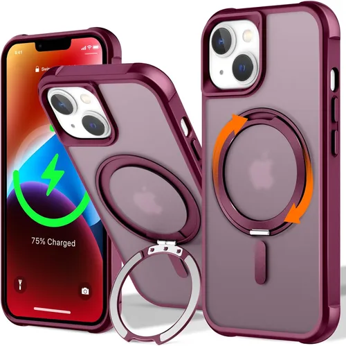 Vista 137 de UMIONE - Funda con diseño de anillo magnético giratorio de 360° para iPhone 11, soporte de bucle invisible integrado, compatible con Magsafe, funda