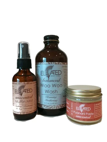 Vista 7 de Elevated (por Taylor's Naturals) - Kit para mujer Woo Woo Wash, Muffin Mist, Pasta Puanani Cuidado femenino totalmente natural – Te mantiene