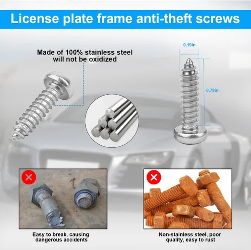 Vista 3 de YALOK - Kits de tornillos antirrobo para placa de matrícula - Hardware de montaje de placa de matrícula de acero inoxidable a prueba de óxido