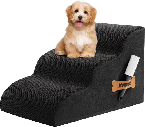 Vista 8 de Escaleras para perros Romrol, rampa para camas y sofás, escalones extra anchos para mascotas con cubierta duradera impermeable y antideslizante