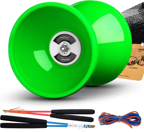 Vista 11 de MAGICYOYO Pro Triple Bearing Diabolo Tamaño mediano 5" Azul. Juguete Yoyo chino Diabolo de alto rendimiento con 2 pares de palos de carbono + 2
