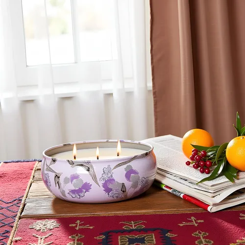 Vista 2 de M&SENSE Velas aromáticas de bayas cítricas, vela grande de lata de soja de 3 mechas, más de 40 horas de tiempo de combustión, cera vegana 100%