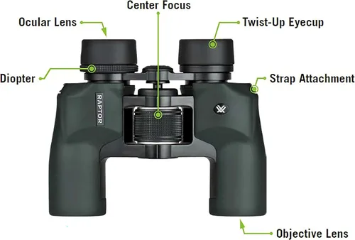 Vista 5 de Vortex Optics Raptor - Binoculares prismáticos Porro - Compactos, armadura de goma, impermeables, resistentes a la niebla, a prueba de golpes