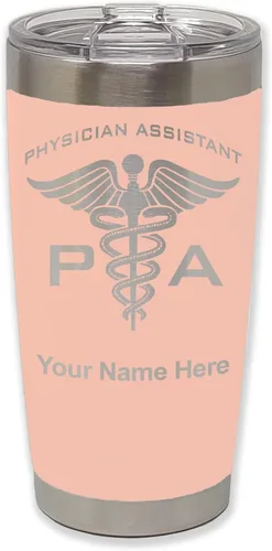 Vista 32 de LaserGram Vaso aislado al vacío de 20 onzas, asistente médico PA, grabado personalizado incluido (negro)
