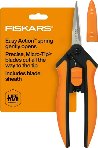 Vista 17 de Fiskars 399241-1002 Tijeras de podar con micro puntas, cuchillas antiadherentes, 2 unidades, naranja