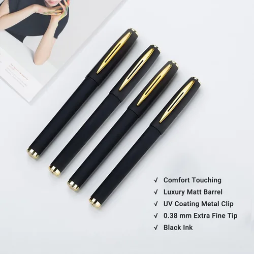 Vista 3 de Penagic Bolígrafos P-223A, bolígrafos de gel de punta fina [0.015 in] tinta negra, bolígrafos con diseño mate, bolígrafos de papelería