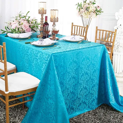 Vista 11 de Manteles rectangulares de poliéster damasco jacquard de 90 x 132 pulgadas para restaurante, cocina, comedor, boda, fiesta, banquete, eventos