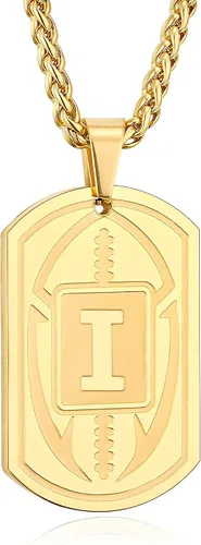 Vista 15 de Graduation Gifts - Football Initial Necklace for Men Boys Kids Teen Dog Tag Stainless Steel Black Letter Pendant Sport Football Athletes Jewelry