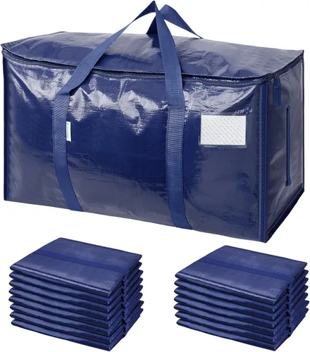 Vista 12 de TICONN Paquete de 2 bolsas de mudanza extra grandes resistentes con cremalleras y asas de transporte, bolsas de almacenamiento duraderas