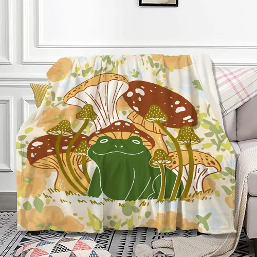 Vista 10 de Anuruddha Manta personalizada con nombre, manta de franela con nombre personalizado de rana floral, esponjosa, acogedora, manta de hongo y rana