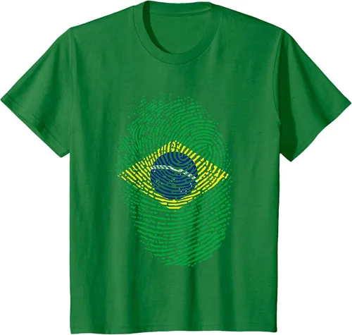 Vista 4 de Camiseta patriótica de la bandera brasileña con huella dactilar Asphalt Grey