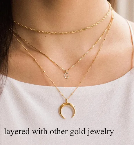 Vista 7 de Collar de letra pequeña, delicado chapado en oro de 14 quilates, collar con dije de inicial pequeña para mujer