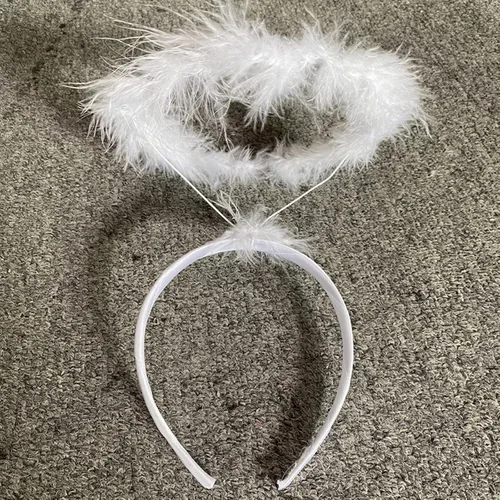 Vista 3 de appuivbt Halloween HeadbandsDevil LED Light Headband Feather White Angel Hair Band Cosplay Accessories for Halloween Christmas