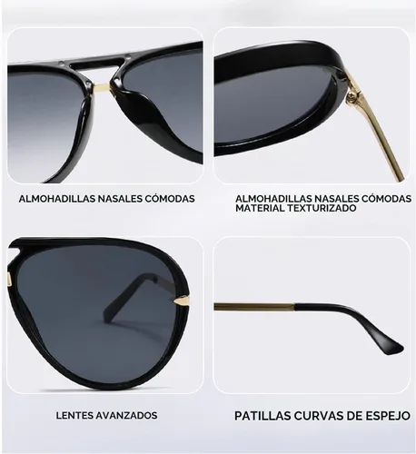 Vista 6 de Gafas de sol de gran tamaño de piloto para mujer, marco grande, gafas de sol de moda con marco de metal, sombras ovaladas Verde