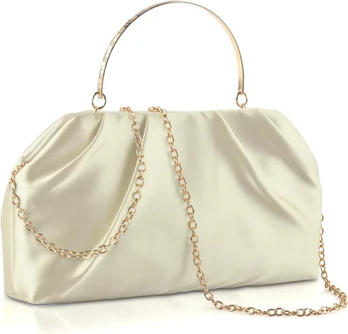 Vista 10 de ERKOON Clutch Purse for Women Elegant Pleated Evening Bag Crossbody Shoulder Handbag Envelope Bag with 2 Detachable Chain