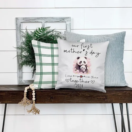 Vista 4 de Mother's Day Panda, Personalised Pillow Case Decor for Home, Present for Mom, Grandmother, for Her