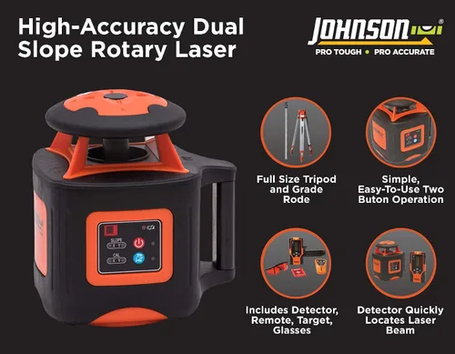 Vista 8 de Johnson Level & Tool 40-6541 - Sistema láser giratorio de doble pendiente de alta precisión, rojo, 1 kit
