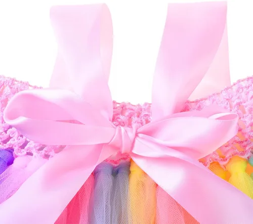 Vista 7 de Toddler Girls Party Tutu Dress with Headband Unicorn Mermaid Tulle Costume for Infant Girl 6-24 Months