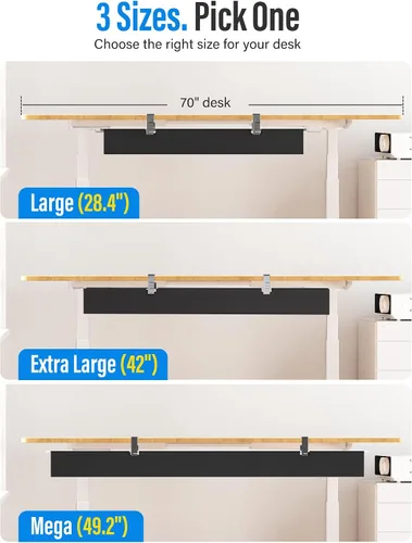 Vista 5 de Cinati - Bandeja grande de organización de cables para debajo del escritorio, organizador de cables para debajo del escritorio, sin taladros, Negro