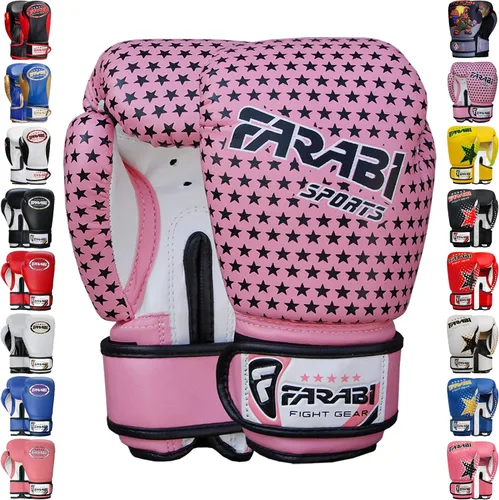 Vista 20 de Farabi - Guantes de boxeo para niños, para Muay Thai, Kick Boxing, entrenamiento, MMA, saco de boxeo