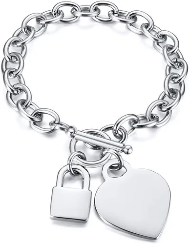 Vista 13 de VNOX Juego de collar de cadena de cable de acero inoxidable con nombre inicial personalizado con dije de corazón y cierre de palanca Dorado