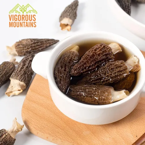 Vista 5 de Vigorous Mountains Champiñones morel secos salvajes 1 onza y hongos Shiitake orgánicos secos 4.23 onzas