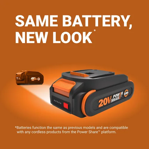 Vista 5 de Batería WORX de 20 V PowerShare de iones de litio de 2.0 Ah, 1 pieza, WA3669