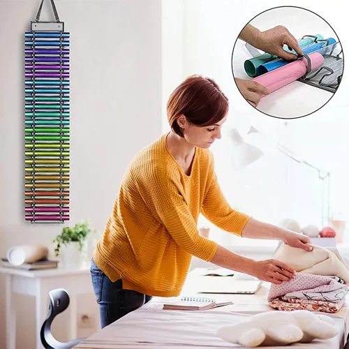 Vista 2 de Organizador de rollos de vinilo con 12 compartimentos para colgar - Montaje en pared