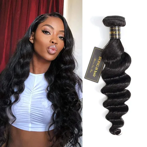 Vista 16 de Mechones de cabello suelto con ondas profundas peruanas con cierre, (16"18"20"+14Cierre) Extensiones de cabello peruano virgen 8A con mechones