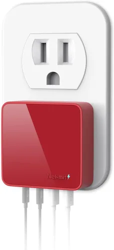 Vista 8 de Nekmit Cargador USB C, cargador de pared plano rápido y delgado de 52 W de 4 puertos con dos Power Delivery de 20 W y 2 puertos USB para iPhone