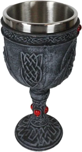 Vista 6 de Ebros Ancient Celtic Knotwork Double Dragons Protecting Blood Vial Copa de vino Copa de cáliz de 6 onzas Gótico Calabozos y Dragones Elixir medieval
