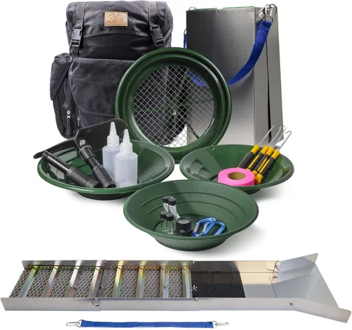 Vista 12 de ASR Outdoor Kit de Caja de Esclusa de Oro Plegable de Aluminio de 50" para Prospección de Oro con Mochila, Caqui