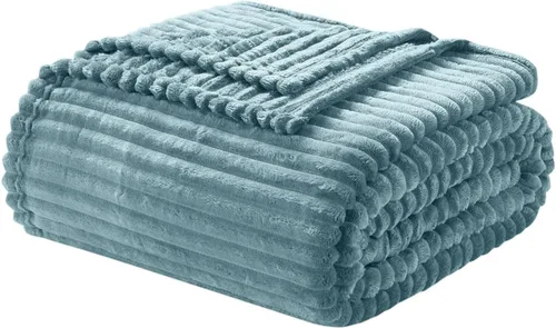 Vista 11 de Nestl - Manta azul para sofá, cobijas cálidas y mullidas para mujeres, cobijas de forro polar suaves y pequeñas para niñas - Azul marino, 127 x 152