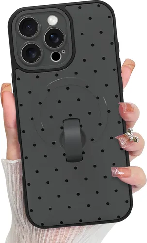 Vista 200 de KANGHAR Compatible con iPhone 17 Pro Case Spot Pattern - Negro Mancha rosada negra