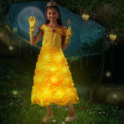 Vista 6 de Sumickx Vestido de princesa para niñas, disfraz de Halloween, cosplay, Navidad, fiesta de cumpleaños