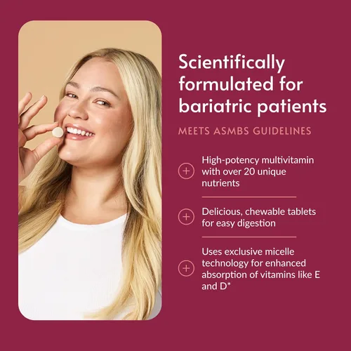 Vista 2 de Bariatric Advantage Masticable Advanced Multi EA Sin Hierro – Multivitamínico diario de alta potencia – para pacientes de cirugía bariátrica