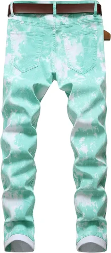 Vista 2 de DANT BULUN Pantalones deportivos de mezclilla ajustados elásticos para hombre