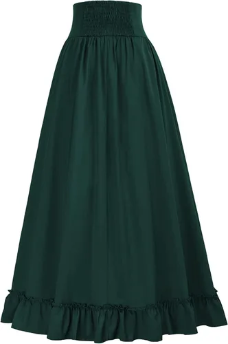 Vista 2 de Scarlet Darkness Falda larga victoriana para mujer, falda vintage eduardiana de cintura alta