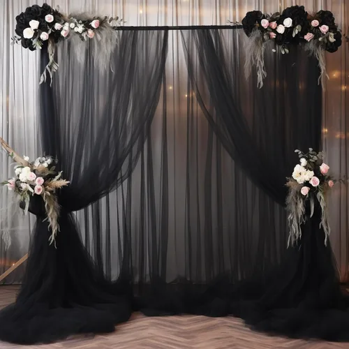 Vista 28 de Cortinas de fondo de tul azul de 10x10 para fiestas, cortina de fondo transparente para fotos de boda, cortinas para baby shower, fotografía, fiesta