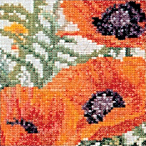 Vista 2 de Thea Gouverneur - Kit de punto de cruz, amapolas naranjas, Aida, 16 unidades, kit de bordado para adultos, hilos de bordado DMC y otros suministros
