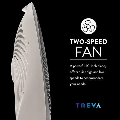 Vista 5 de Treva Ventilador portátil de batería de escritorio de 10 pulgadas, alimentado por batería y/o adaptador de CA, circulación de aire con 2 velocidades
