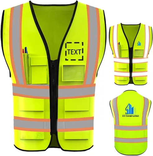 Vista 12 de Personalizar su texto/logotipo/imagen chaleco de seguridad de alta visibilidad ropa de trabajo de protección con tiras reflectantes