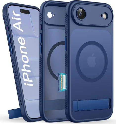 Vista 33 de BXYJY Funda magnética para iPhone Air con soporte, compatible con MagSafe, botón de control de cámara, protección completa de la lente, caída